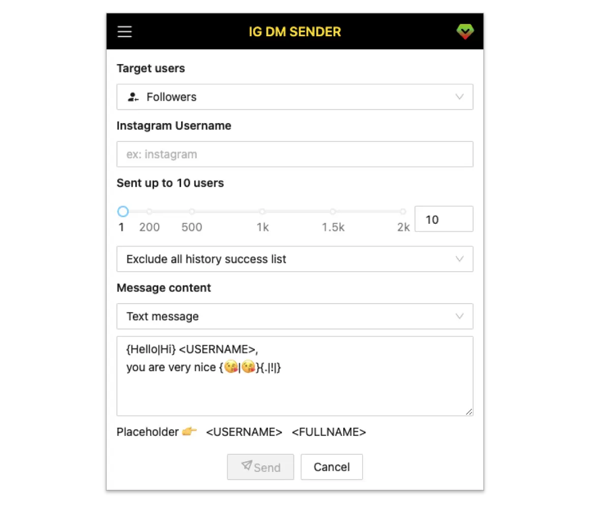 IG DM Sender Screenshot